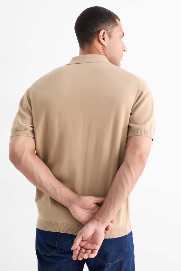 Bărbați - Tricou polo tricotat - regular fit - bej