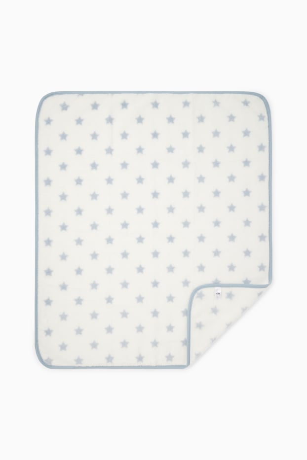 Bebeluși - băieți - Steluțe - pătură de fleece bebeluși - 100 x 85 cm - alb / albastru