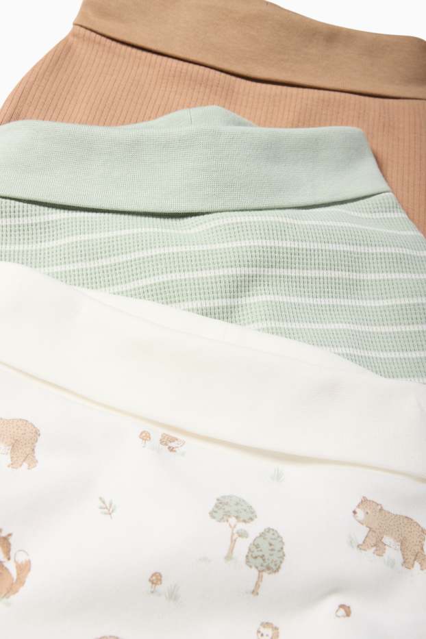 Unisex - Multipack 3 perechi - animale din pădure - pantaloni nou-născuți - albastru / bej