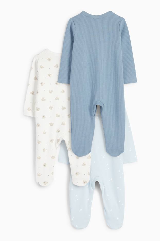 Bebeluși - băieți - Multipack 3 buc. - steluțe și koala - pijama salopetă bebeluși - albastru / alb