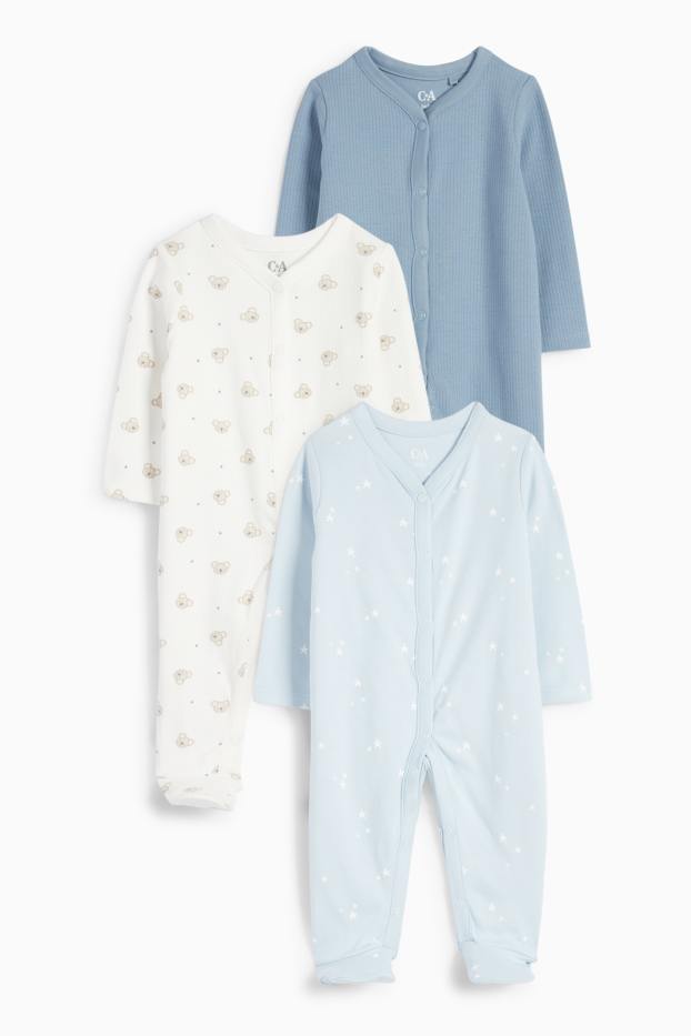 Bebeluși - băieți - Multipack 3 buc. - steluțe și koala - pijama salopetă bebeluși - albastru / alb