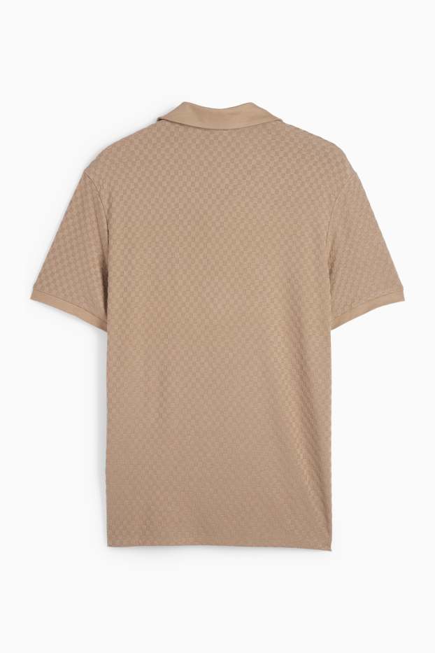 Bărbați - Tricou polo - regular fit - structurat - taupe
