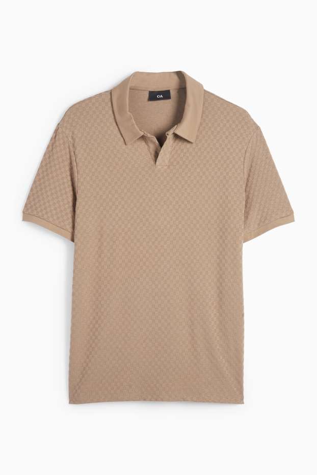 Bărbați - Tricou polo - regular fit - structurat - taupe
