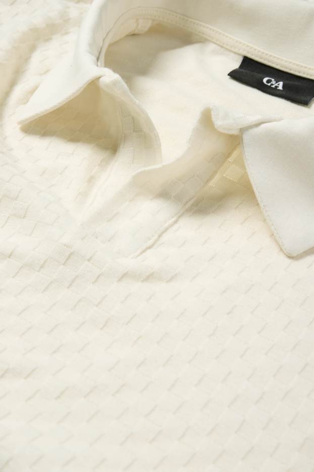 Bărbați - Tricou polo - regular fit - structurat - alb-crem