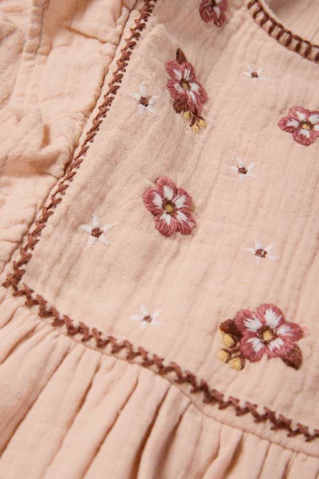 Copii - Fete - Floare - rochie din muselină - roz