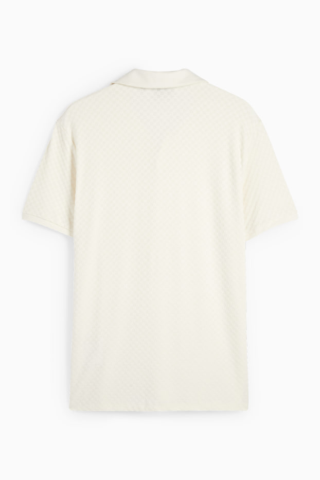 Bărbați - Tricou polo - regular fit - structurat - alb-crem