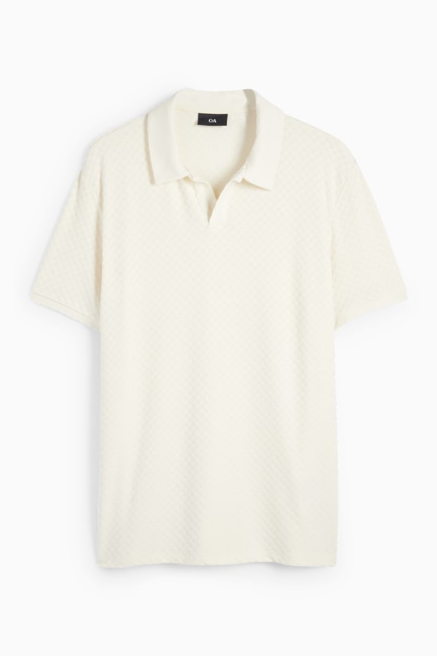 Bărbați - Tricou polo - regular fit - structurat - alb-crem