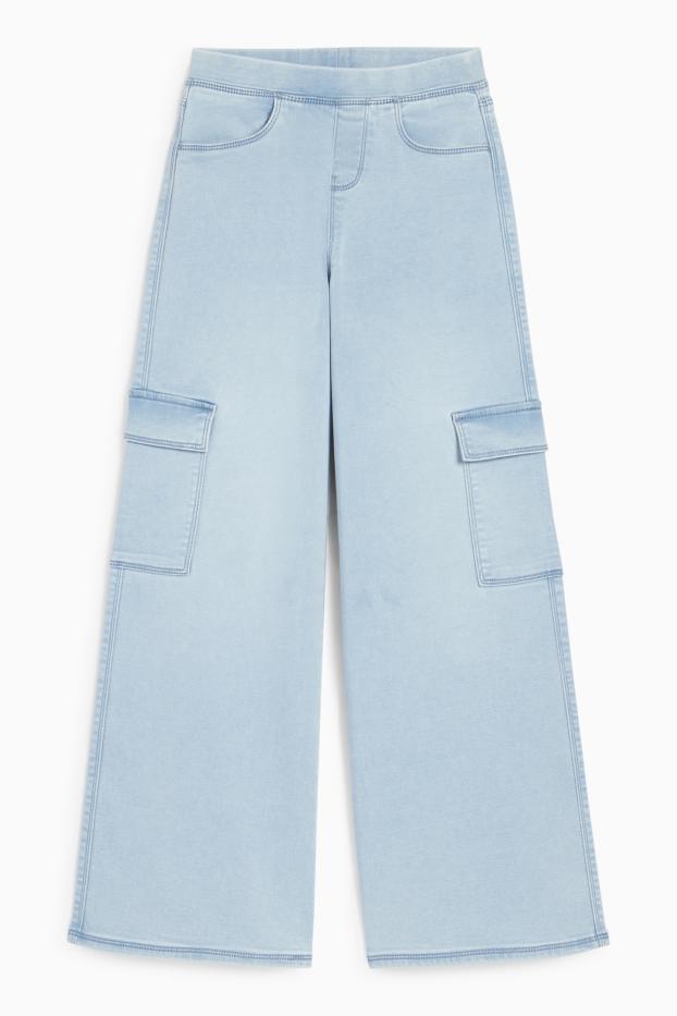 Copii - Fete - Cargo jegging jeans - albastru deschis