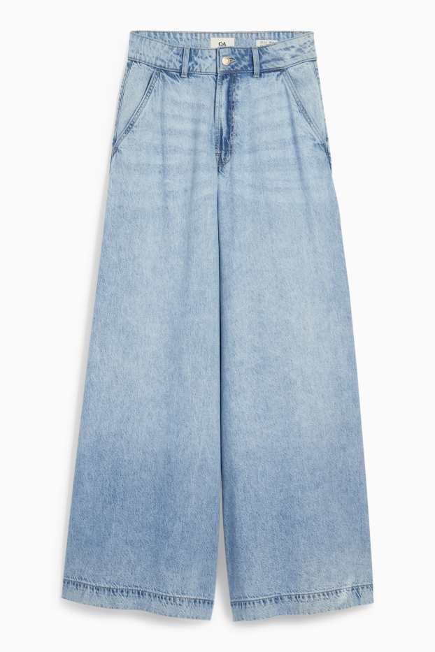 Femei - Palazzo jeans - talie medie - denim-albastru deschis
