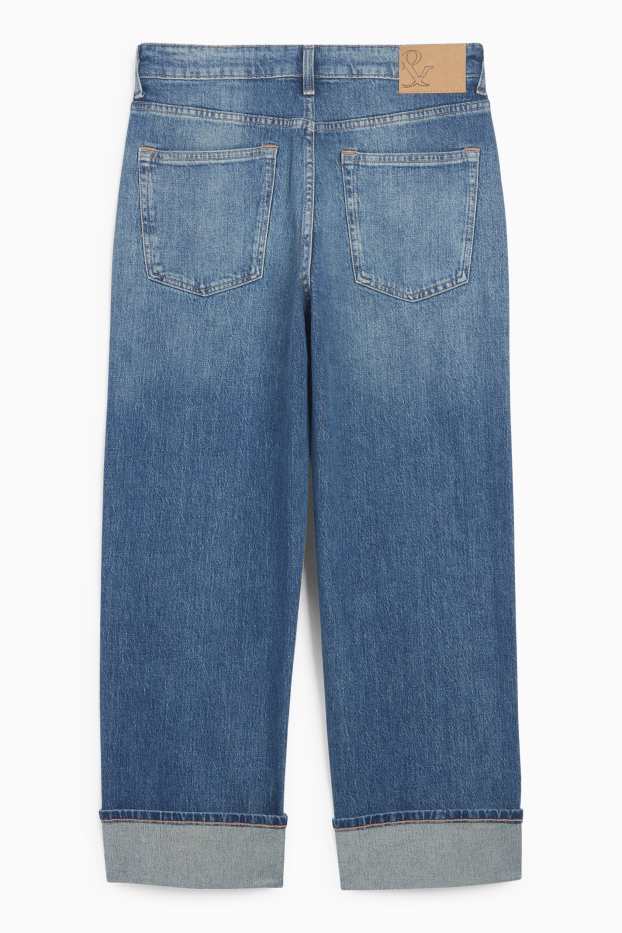 Femei - Relaxed jeans - talie medie - LYCRA® - denim-albastru