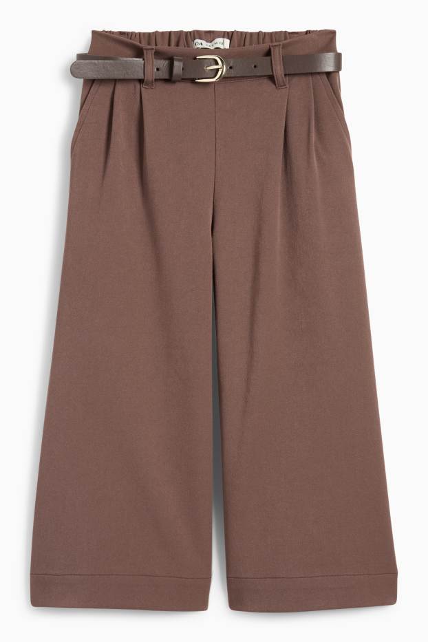 Copii - Fete - Pantaloni de stofă cu curea - maro