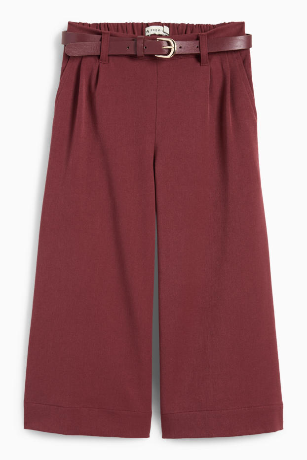 Copii - Fete - Pantaloni de stofă cu curea - bordo