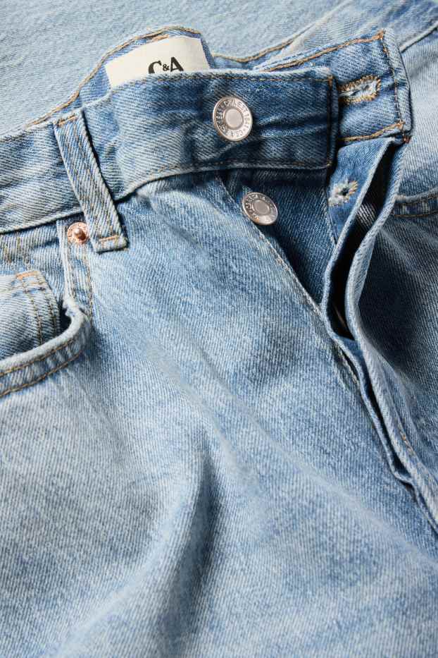 Femei - Vintage straight jeans - talie medie - LYCRA® - denim-albastru
