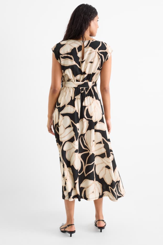 Dámské - Šaty fit & flare - s květinovým vzorem - černá/béžová