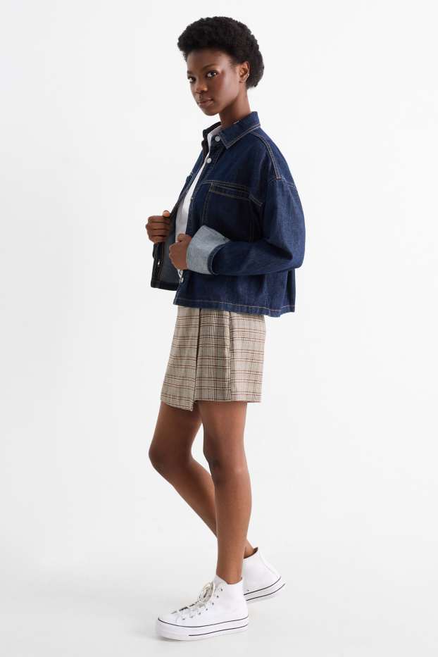 Dámské - Sukně skort - kostkovaná - bílá/černá