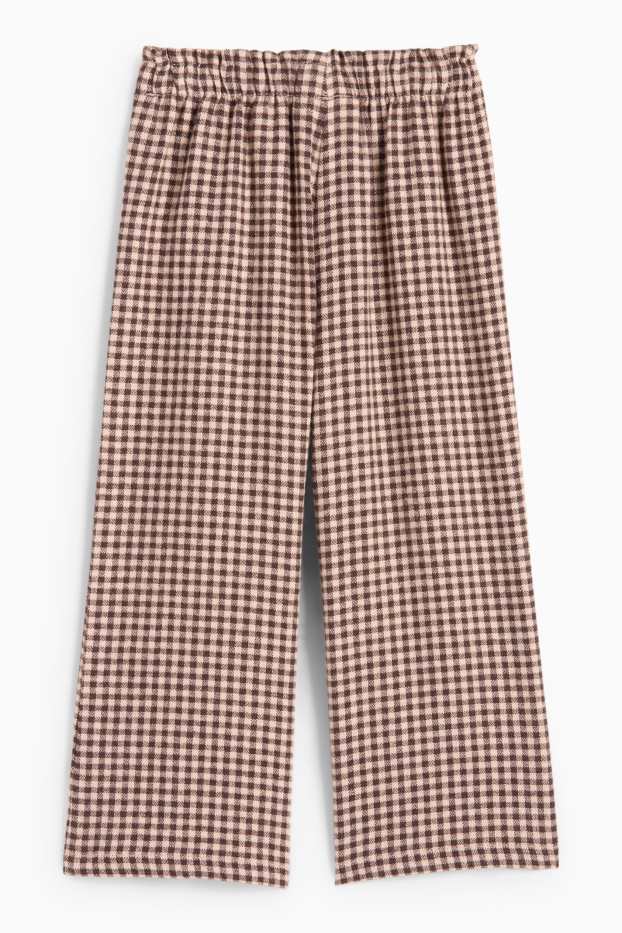 Copii - Fete - Pantaloni din flanel - în carouri - maro deschis