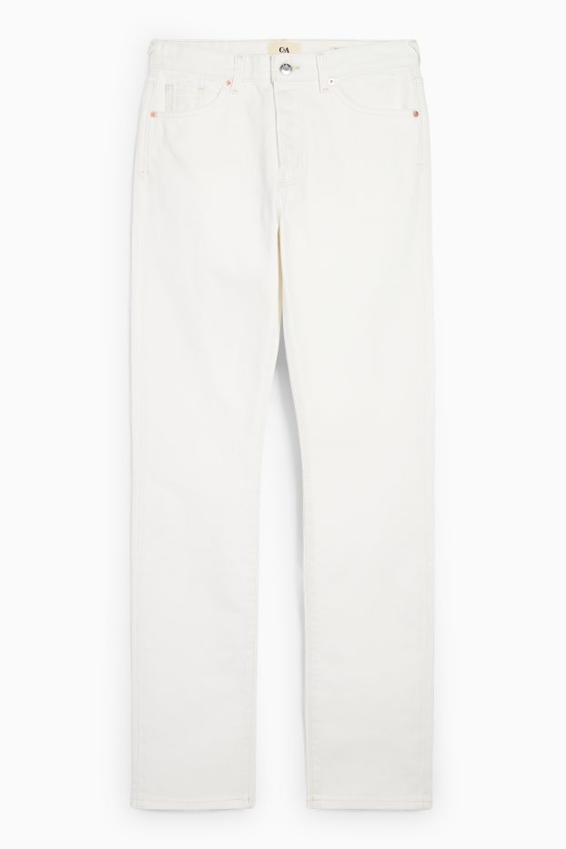Femei - Vintage straight jeans - talie medie - LYCRA® - alb
