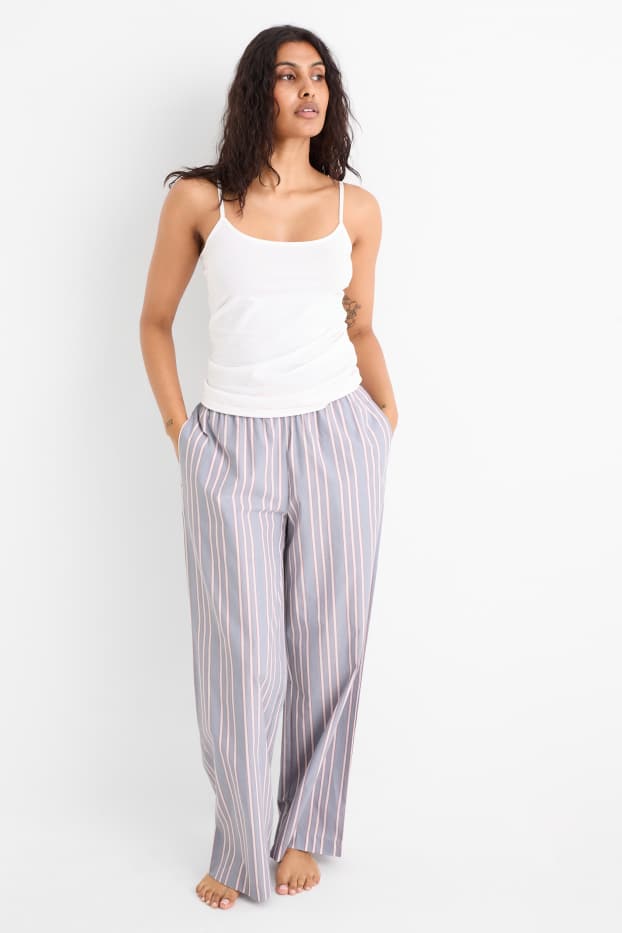 Femei - Pantaloni de pijama - cu dungi - albastru deschis
