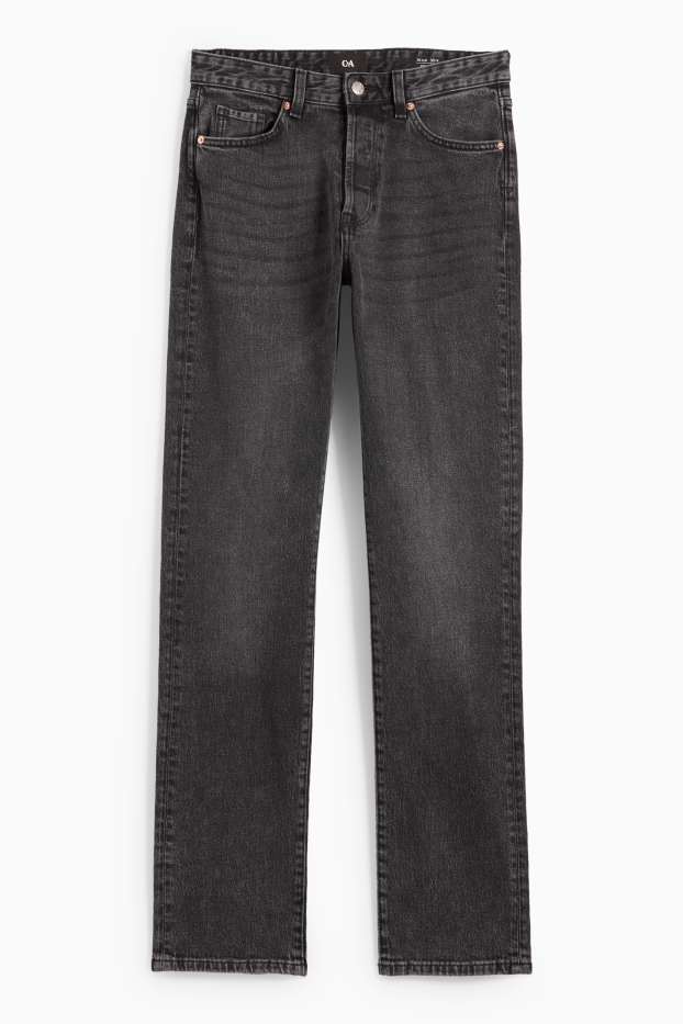 Femei - Vintage straight jeans - talie medie - LYCRA® - denim-gri închis