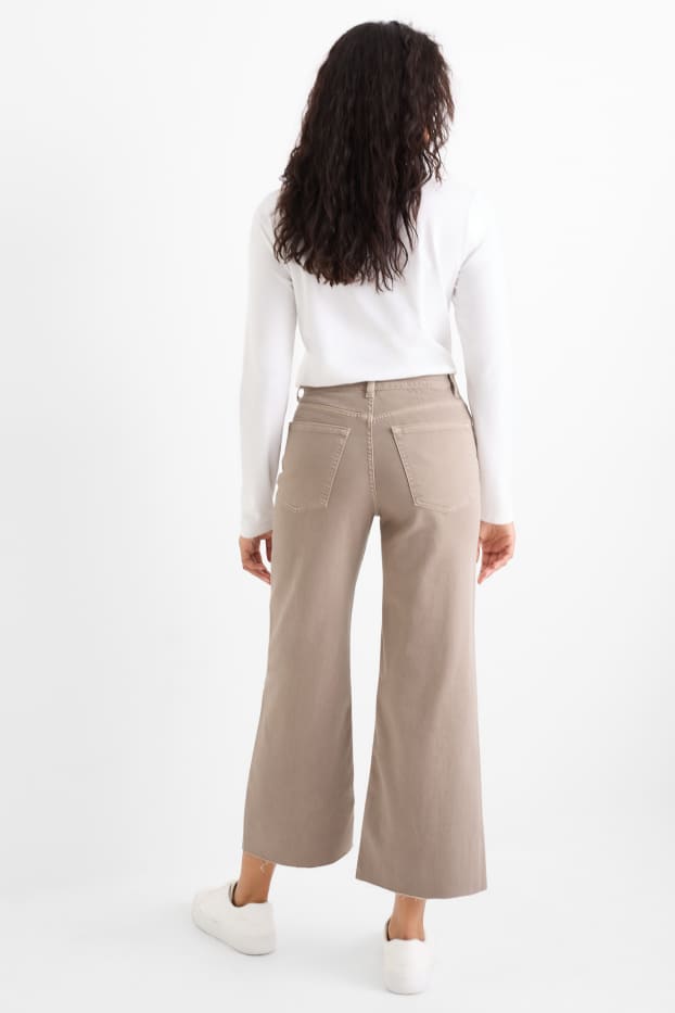 Femei - Crop wide leg jeans - talie medie - denim-gri