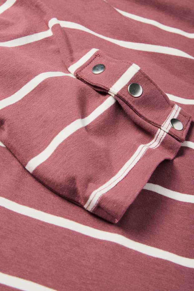 Femei - Tricou cu mânecă lungă - cu dungi - roz închis