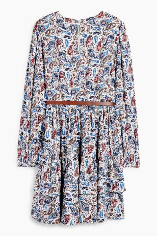 Copii - Fete - Rochie cu curea - cu model - albastru