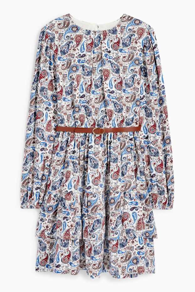 Copii - Fete - Rochie cu curea - cu model - albastru