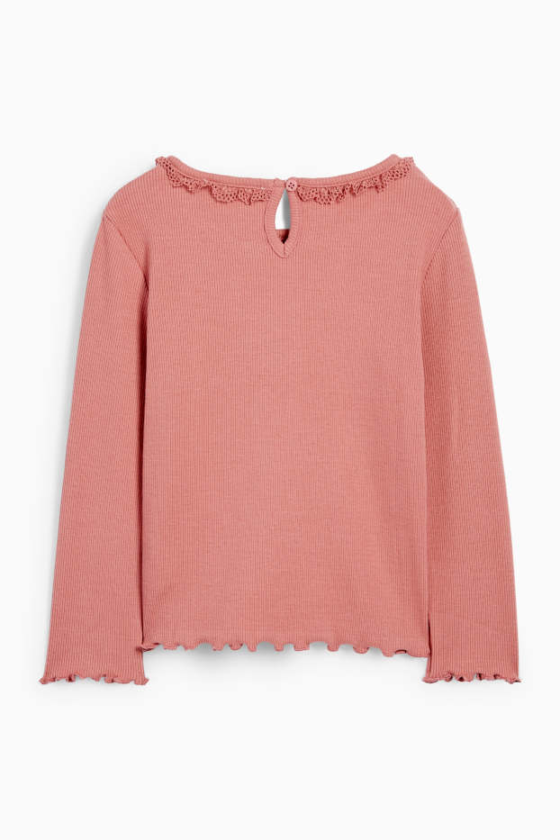 Copii - Fete - Fundă - tricou cu mânecă lungă - reiat - roz închis