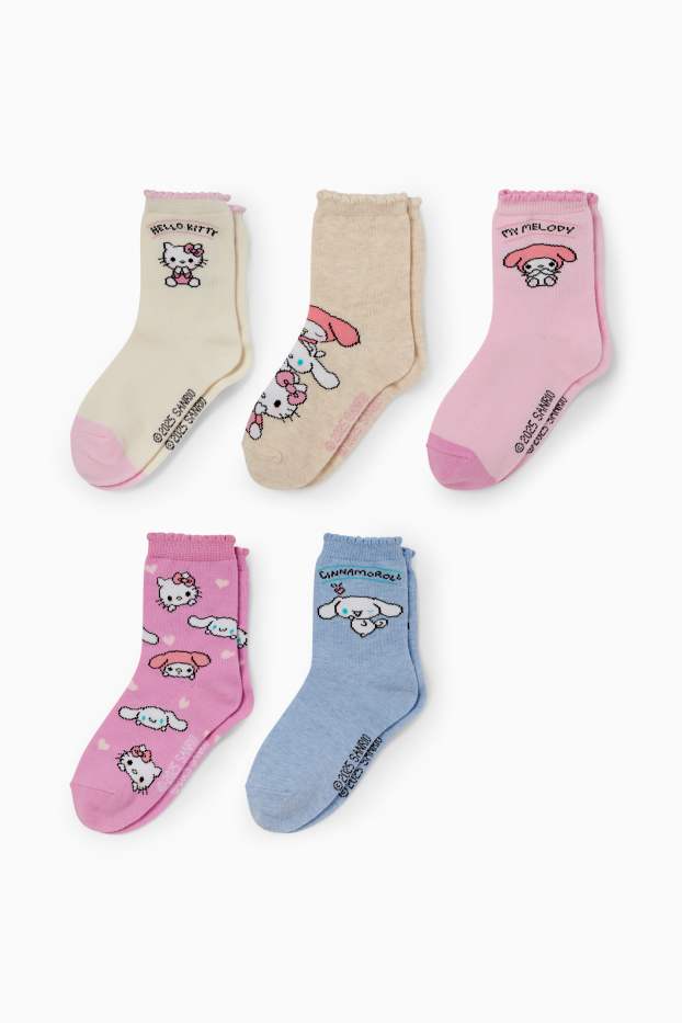 Copii - Fete - Multipack 5 perechi - Hello Kitty and Friends - șosete cu motive - roz