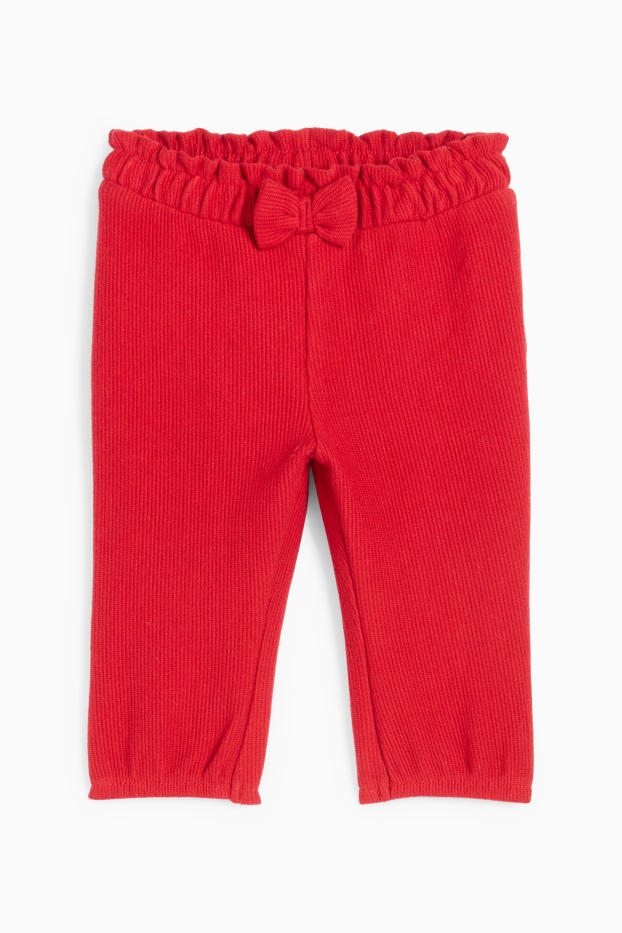 Bebeluși - fete - Pantaloni bebeluși - reiați - roșu