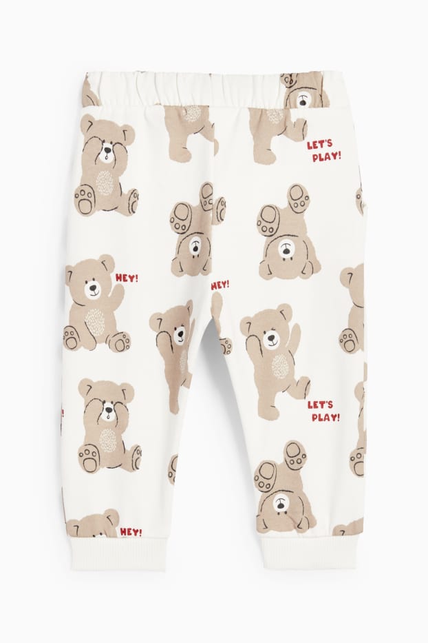 Bebeluși - băieți - Ursuleți - pantaloni de trening bebeluși - alb-crem