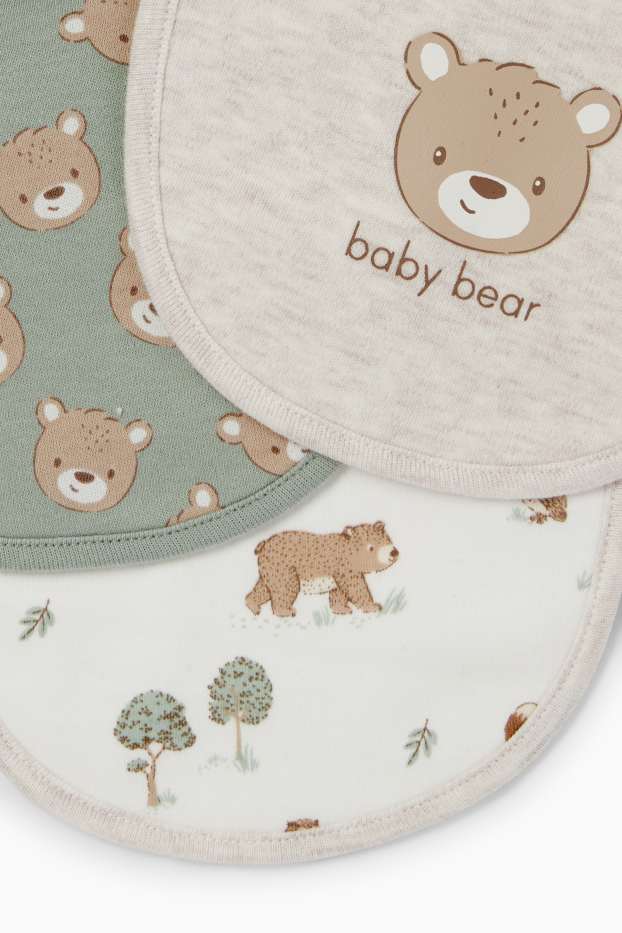 Unisex - Multipack 3 buc. - ursuleți - bavete bebeluși - bej deschis