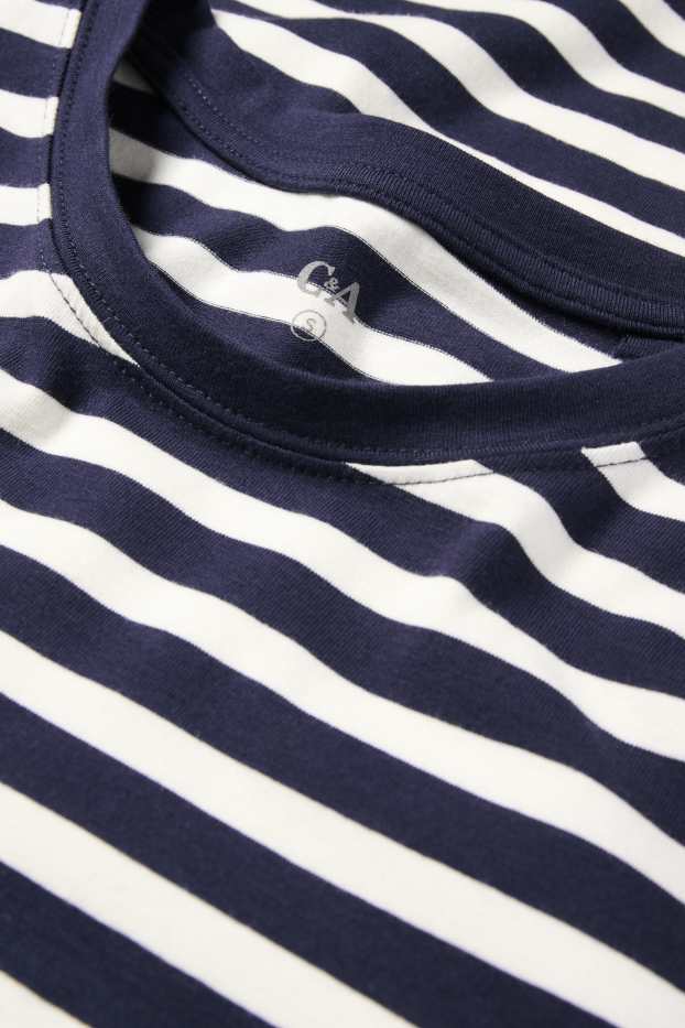 Dames - Longsleeve - gestreept - donkerblauw / wit