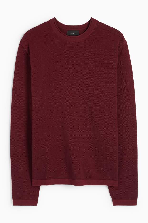 Heren - Trui - met structuur - bordeaux