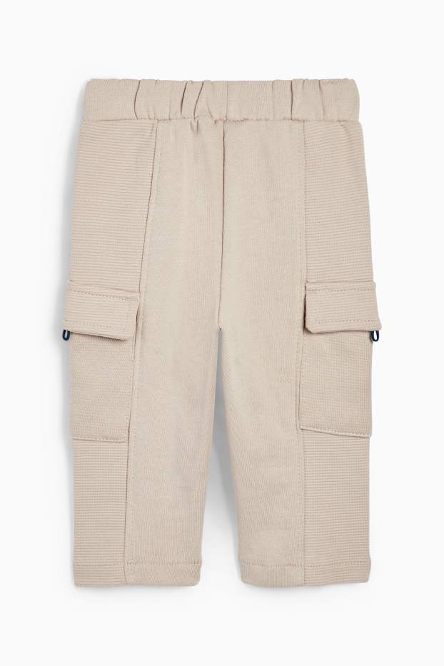 Bebeluși - băieți - Pantaloni de trening bebeluși - model cargo - bej