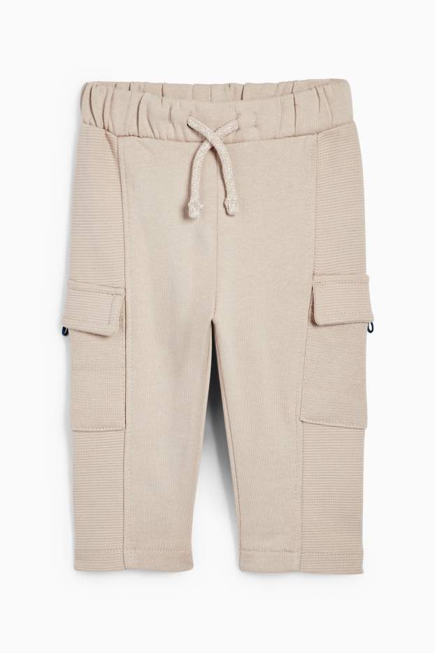 Bebeluși - băieți - Pantaloni de trening bebeluși - model cargo - bej