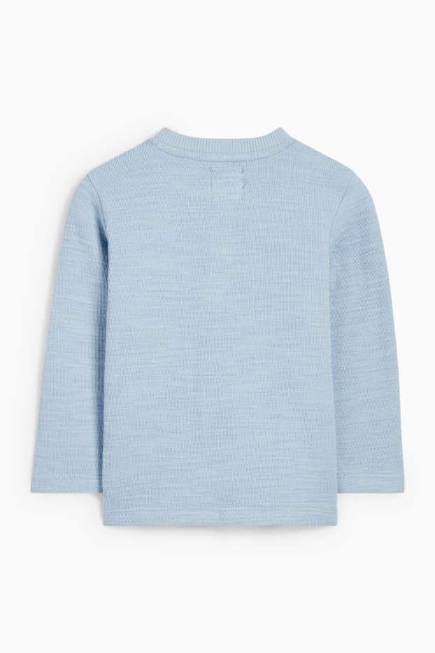 Bebeluși - băieți - Tricou cu mânecă lungă bebeluși - structurat - albastru deschis