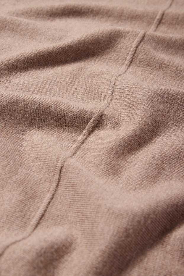 Dames - Fijn gebreide trui - bruin