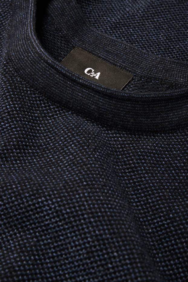 Uomo - Maglione - tessuto tramato - blu scuro