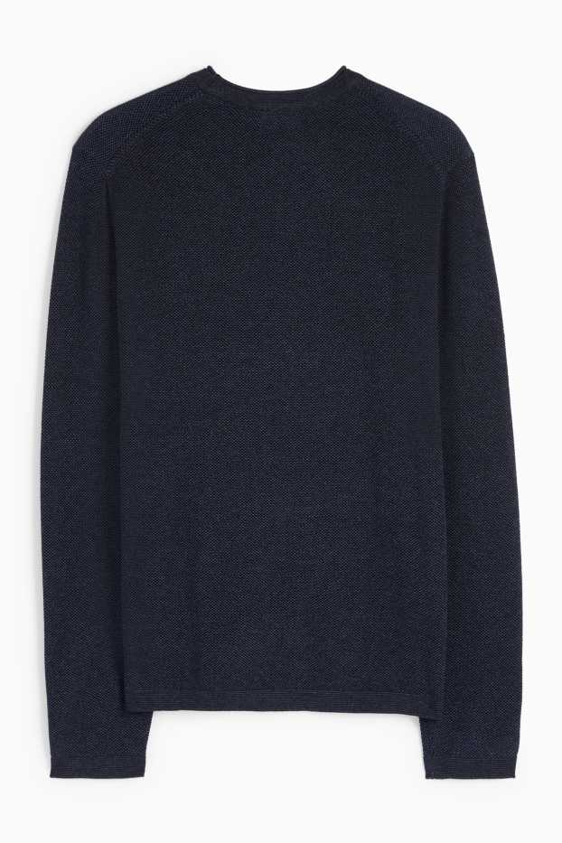Uomo - Maglione - tessuto tramato - blu scuro