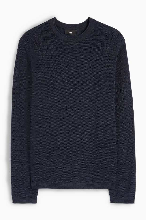Uomo - Maglione - tessuto tramato - blu scuro