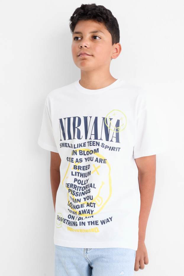 Copii - Băieți - Nirvana - tricou cu mânecă scurtă - alb