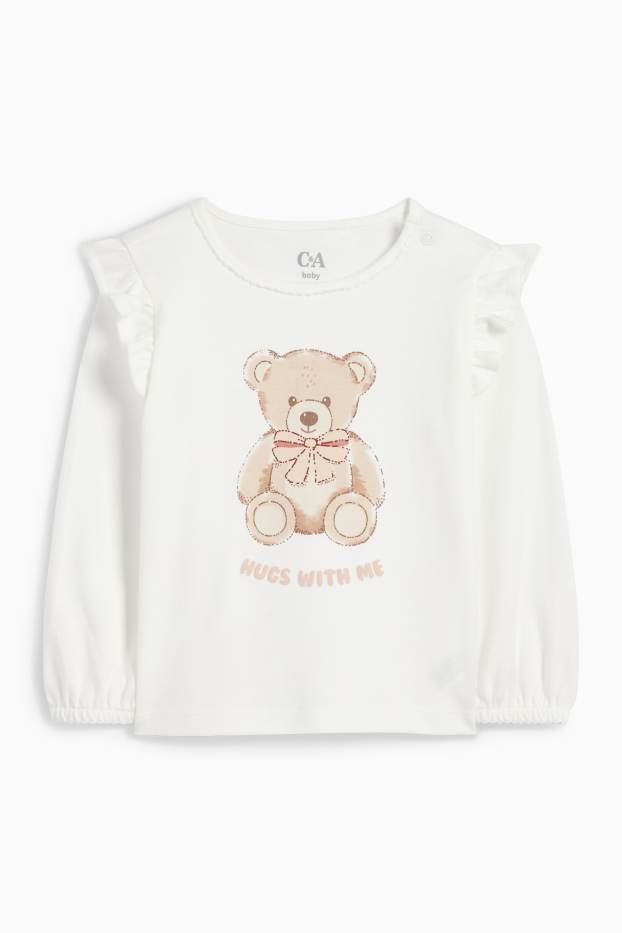 Bebeluși - fete - Ursuleți - pijama bebeluși - 2 piese - crem