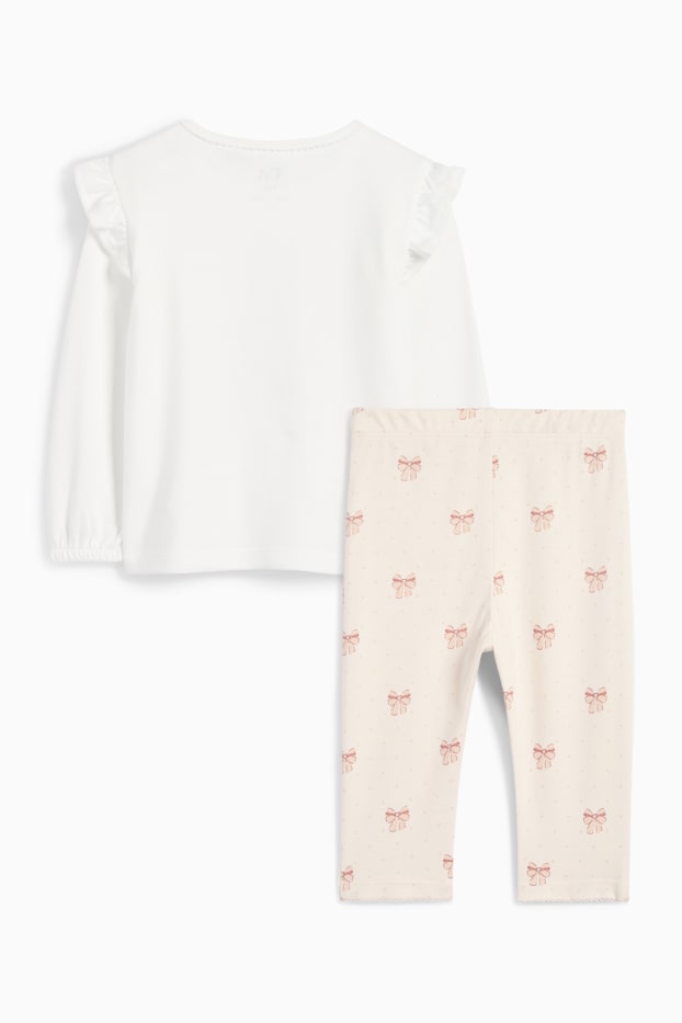Bebeluși - fete - Ursuleți - pijama bebeluși - 2 piese - crem