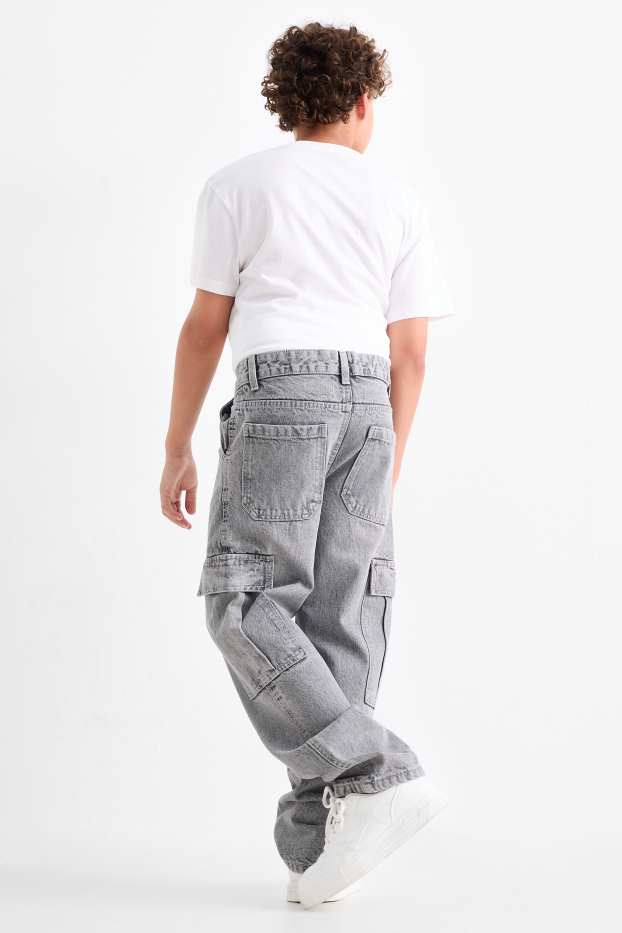 Copii - Băieți - Cargo jeans - denim-gri