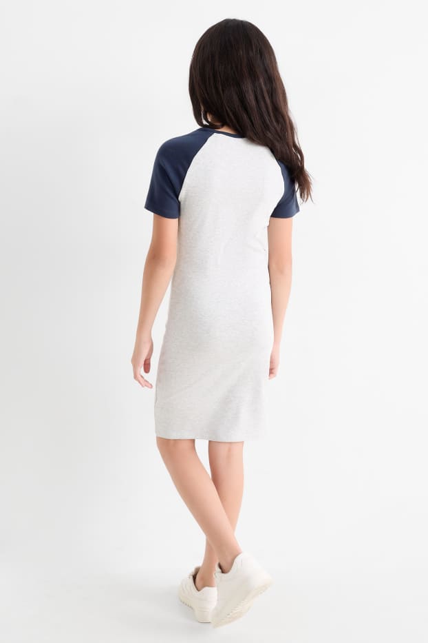 Children Girls - T-shirt dress - light gray-melange