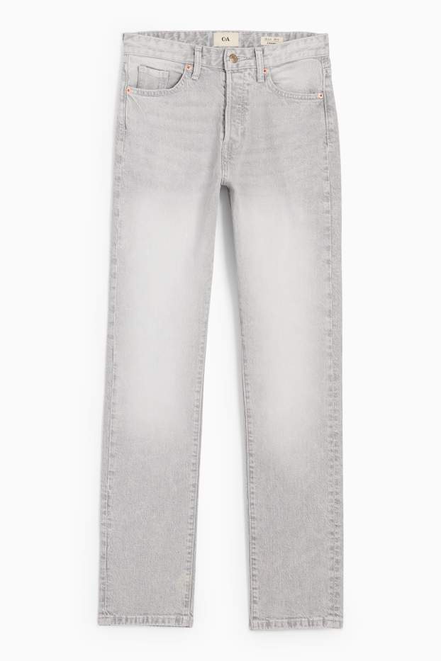 Femei - Vintage straight jeans - talie medie - LYCRA® - denim-gri deschis