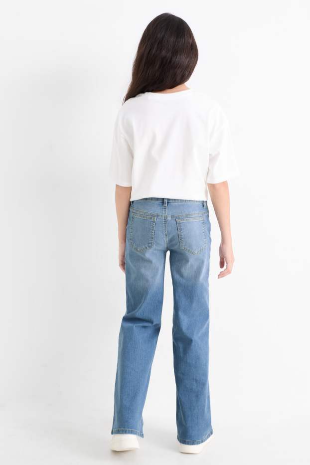 Copii - Fete - Wide leg jeans - denim-albastru