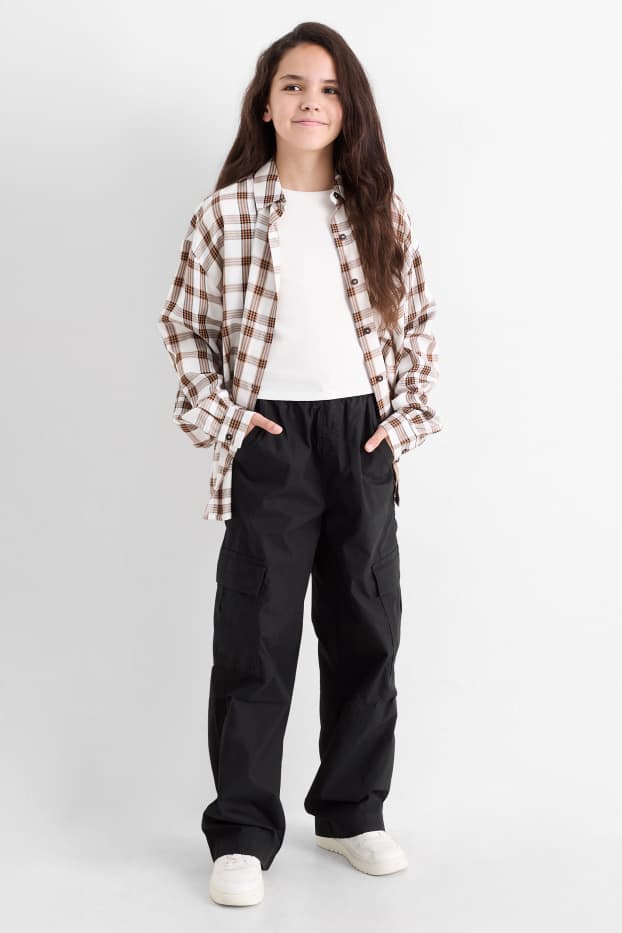 Copii - Fete - Pantaloni cargo - negru
