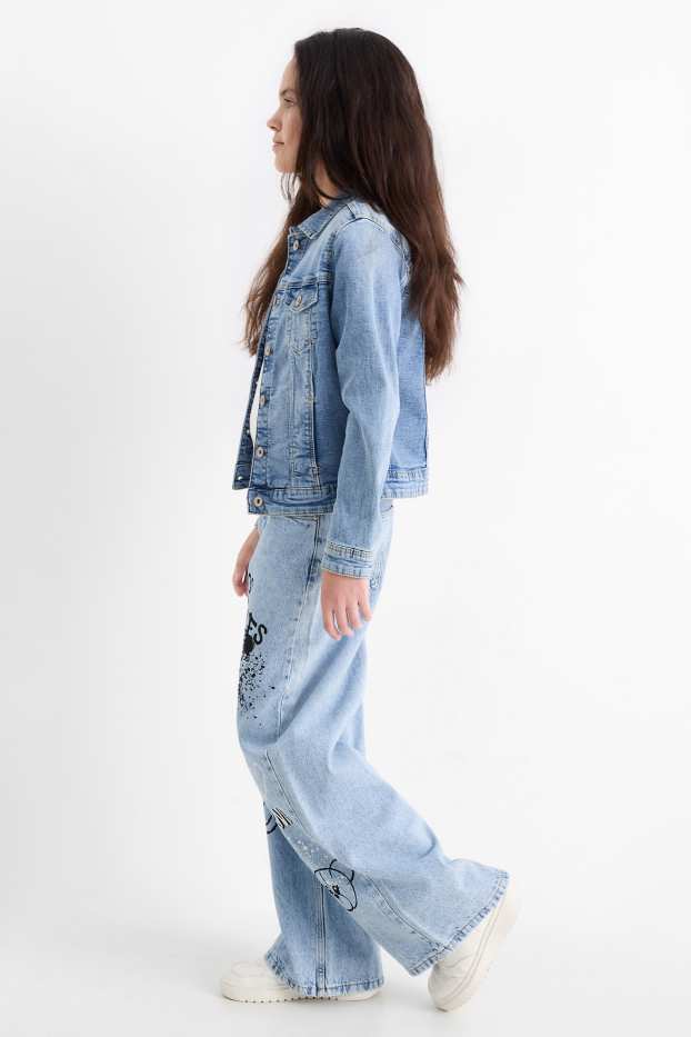 Copii - Fete - Graffiti - wide leg jeans - denim-albastru deschis